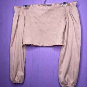 H&M Pink Pleated Off Shoulder Sleeved Top NWT